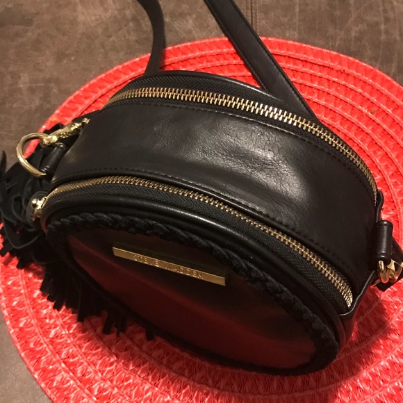 Black tassel 2 zipper purse round purse - Picture 2 of 4